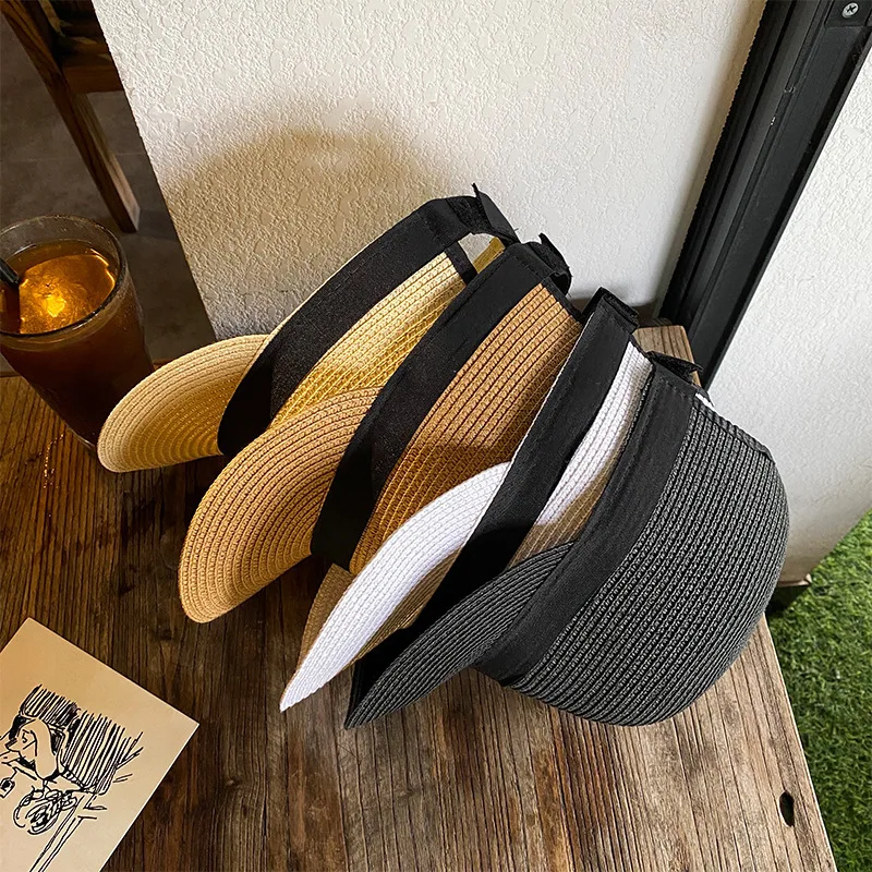 Summer Women\'s Straw Peaked Hat Fashionable Beach Play Visor Equestrian Hat for Female Cycling Breathable Baseball Caps