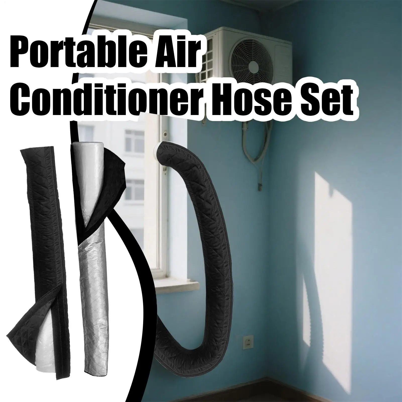 Manguera de aire acondicionado, envoltura con aislamiento térmico, manguera de CA portátil, funda protectora de aislamiento para tubo de conducto de pared de ventilación exterior
