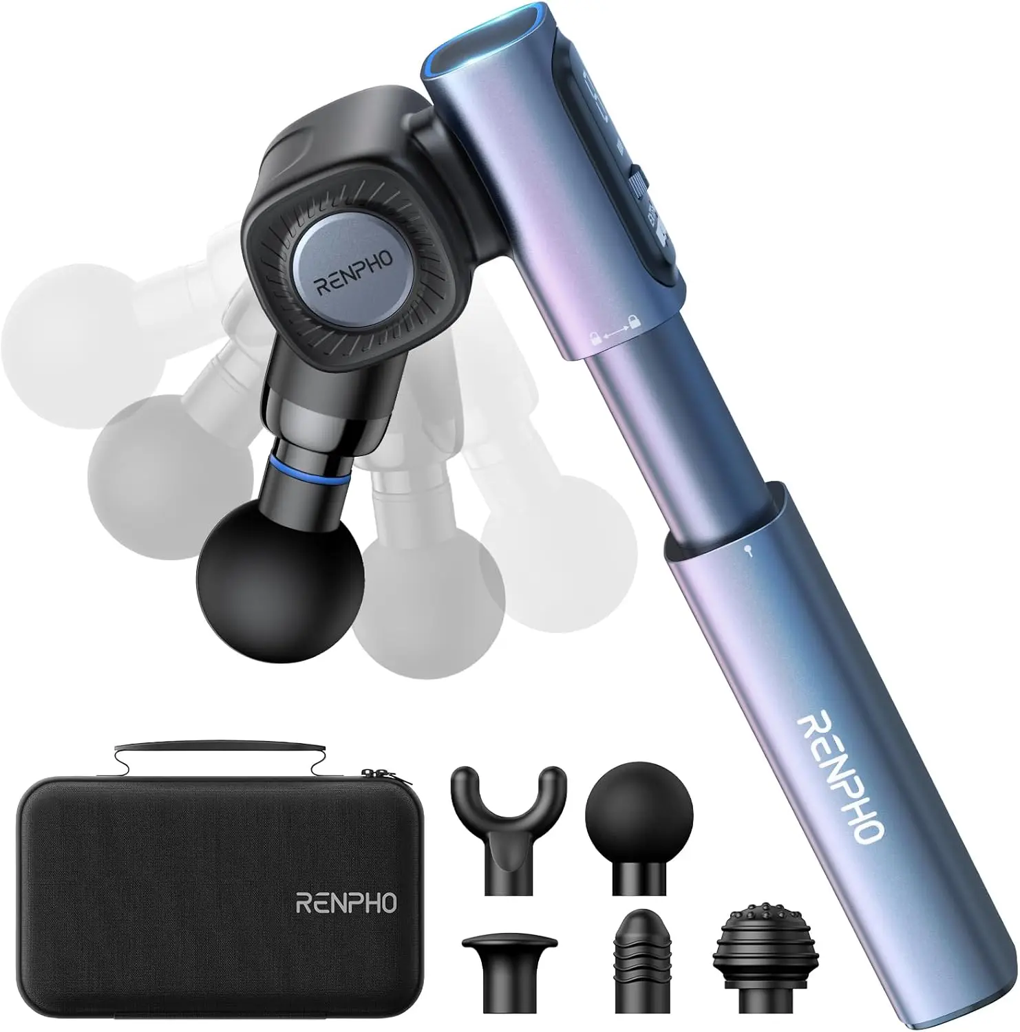 

Adjustable Angle Massage Gun with Extension Handle, Portable Deep Tissue Percussion for Men and Women, Valentine's Gift