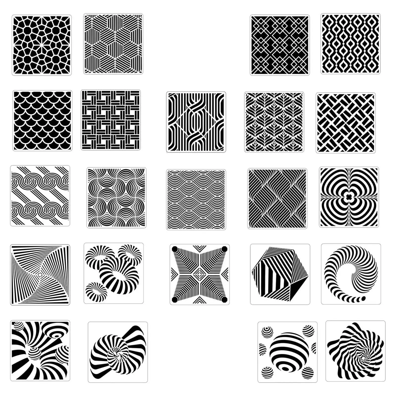 24 Pieces Geometric Stencils Painting Templates Reusable 5.9 x 5.9inch for Cookie Furniture Decoration Craft Supplies