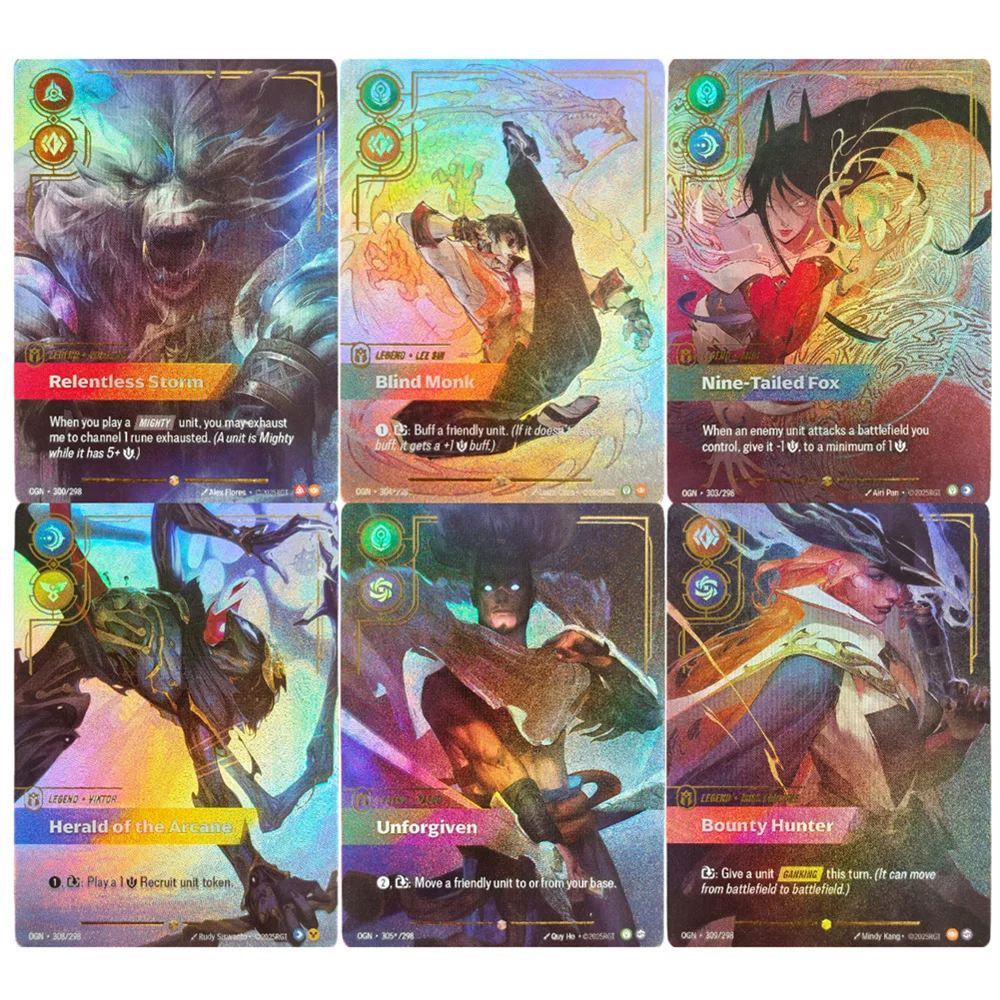 DIY Riftbound League of Legends Origins Trading Card Game OGN Kai'Sa Ahri Jinx Sett Yasuo Teemo Overnumbered Collection Tcg Card