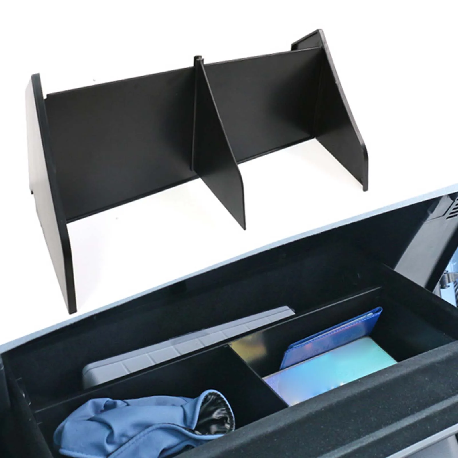 Glove Box Organizer Divider Compartment Tray for Byd Seal 2022 Easy Installation Durable 35cmx15.1cmx3cm ABS  Black