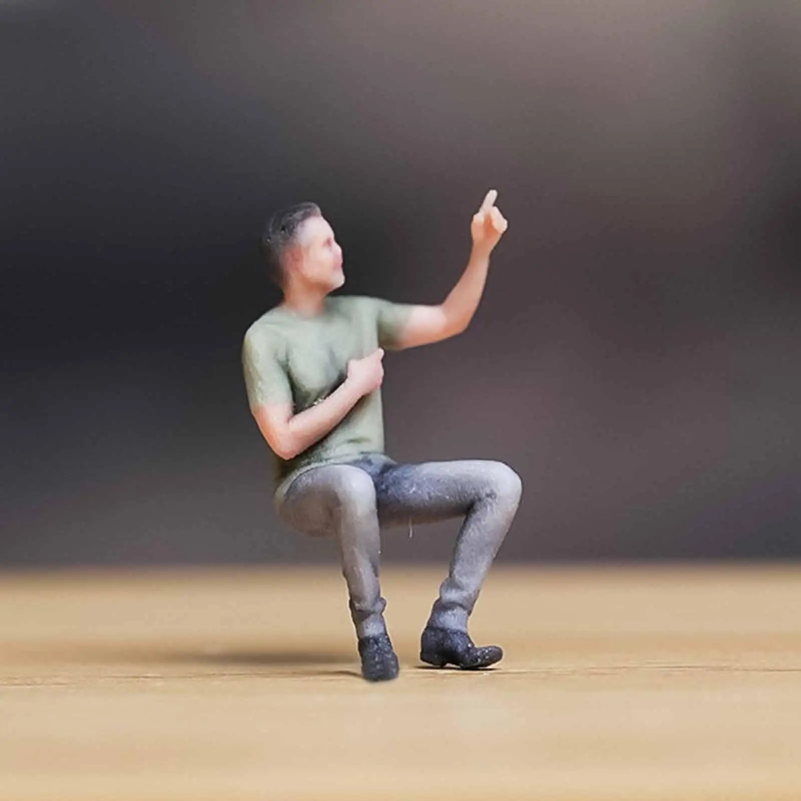 1/64 Miniature Sitting Male Figure,Scene Props Mini Painted Realistic for Model Trains Architectural Accessories Layout Ornament