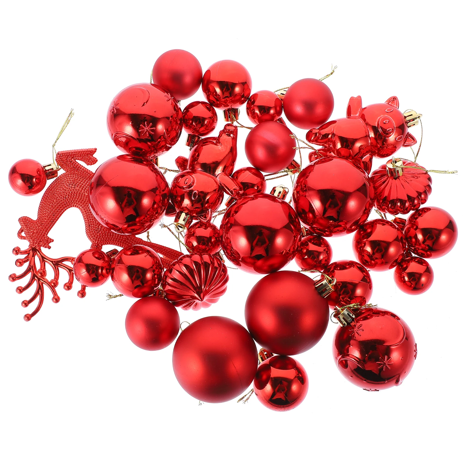 

30 Pcs Baubles Bright Light Ball Pendant Christmas Hanging Ornaments Decorative Indoor Red