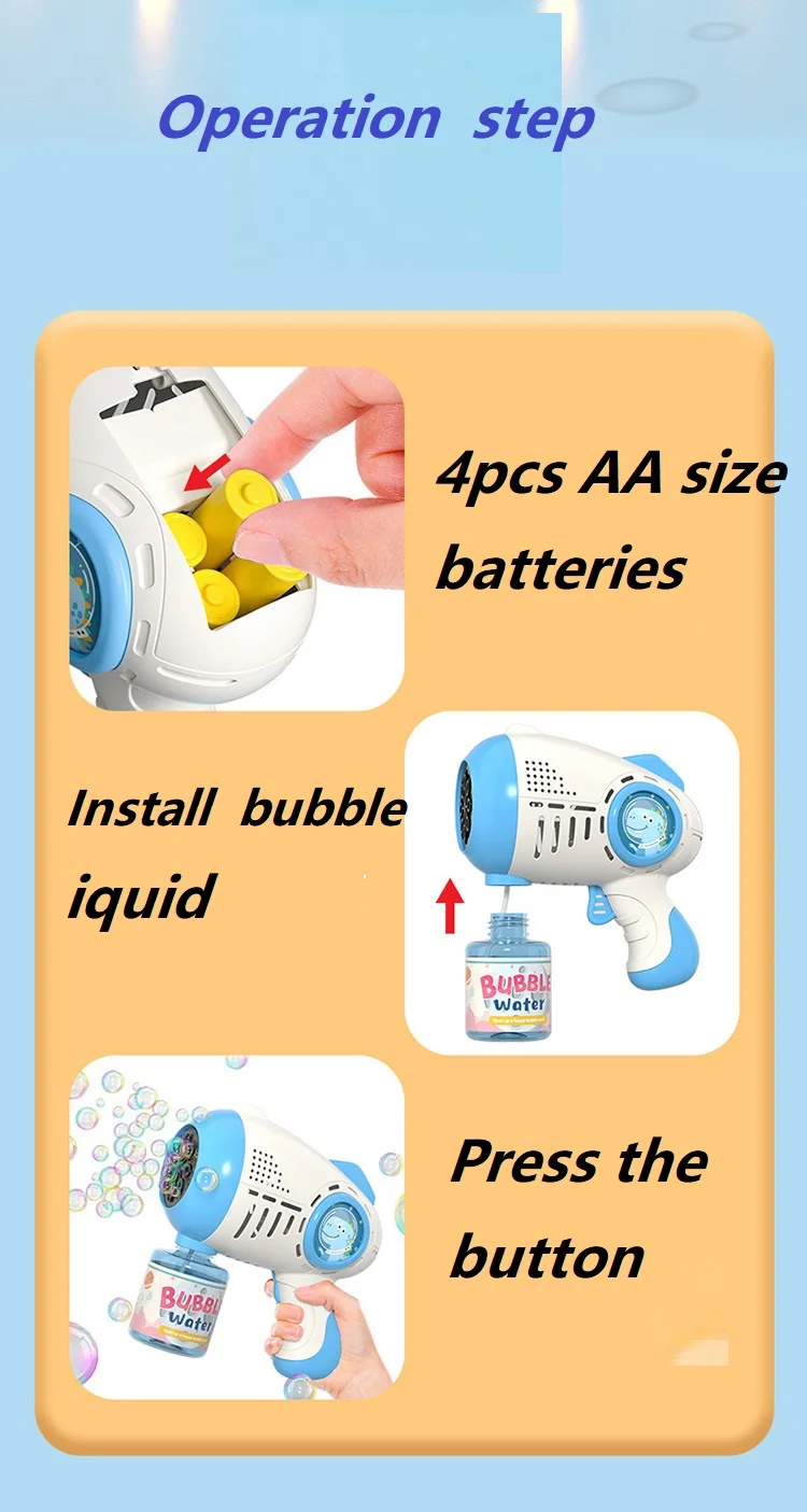 Electric Bubble Machine Flashing Light Music Automatic Bubble Blower Soap water Bubbles Maker Gun for Children Kid Outdoor Toys