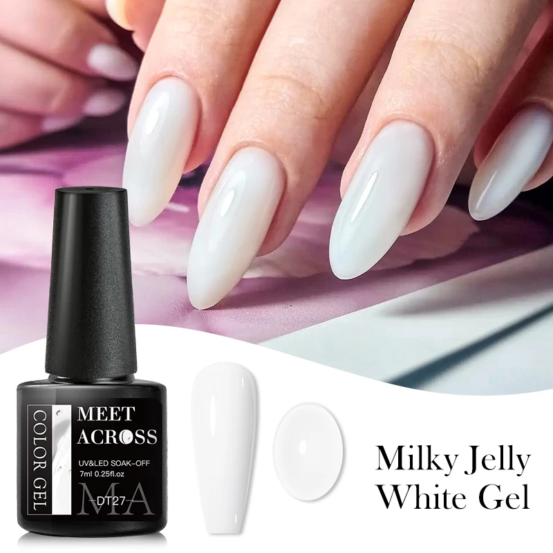 

7ML Milky Jelly White Gel Nail Polish Semi Permanent Soak Off French Nails Manicure UV LED Gel Varnish Base Top Coat Nail Art