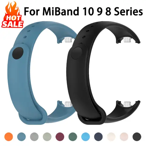 Silicone Strap for Xiaomi Mi Band 10 9 8 Strap NFC Sport Rubber Bracelet pulseira Correas Xiaomi Smart Band 10 9 8 Accessories