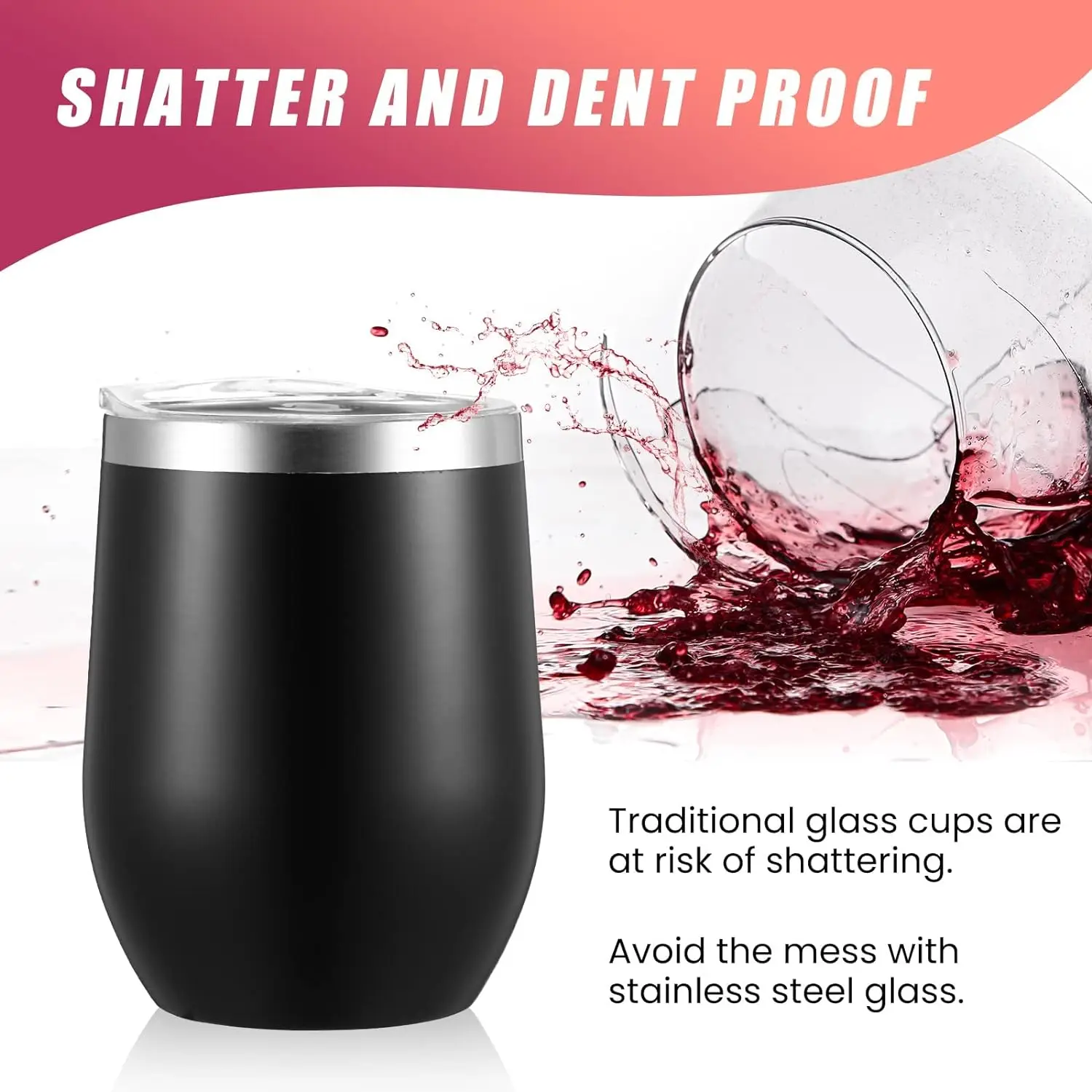 12oz Eggshell Cup Stainless Steel Wine Tumblers Double Wall Insulated Vacuum Drinking Cup with Lids U-shaped Coffee Mug Glasses