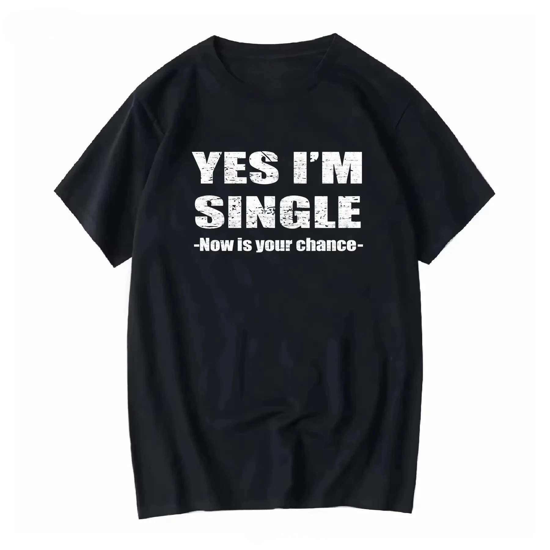 Yes I'm Single Funny Quote Print T-Shirt Men Retro Humor Inspired Graphic Print Casual Short Sleeve Cotton Streetwear Tee Tops.