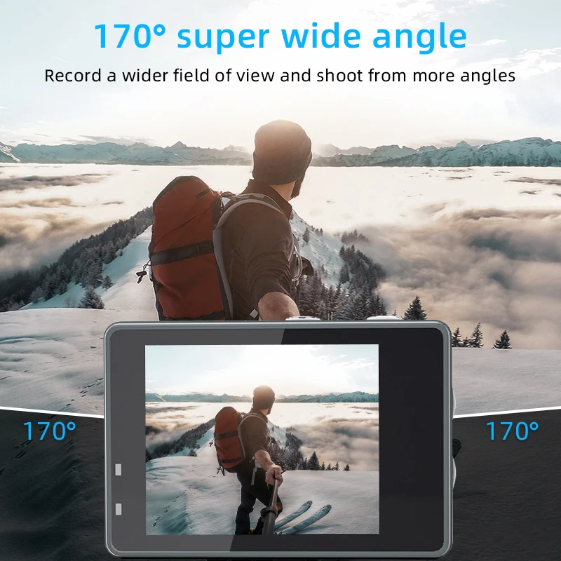 2024 NEW Action Camera 5K 4K 60FPS WiFi Anti-shake Dual Screen 170° Wide Angle 30m Waterproof Sport Camera with Remote Control