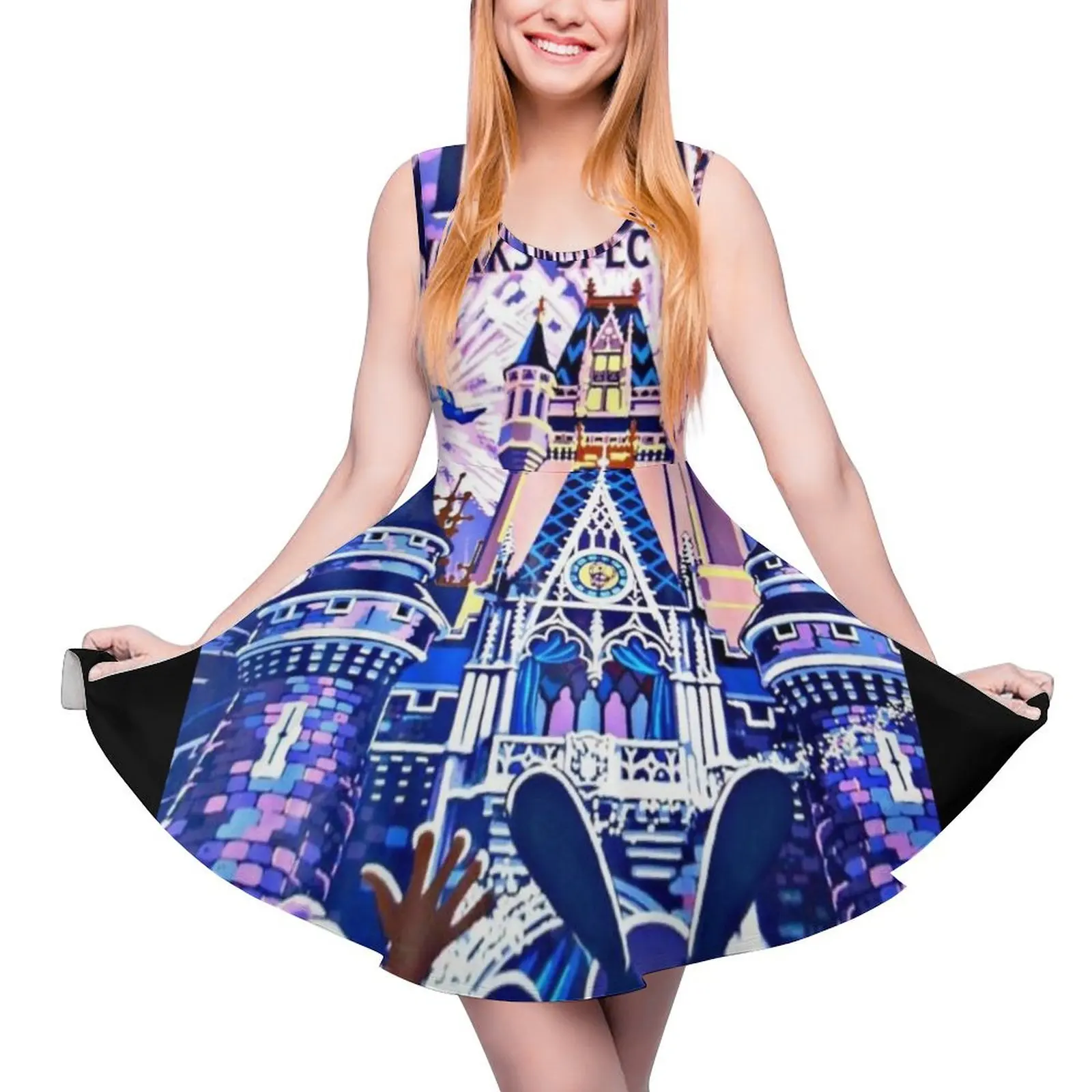 

Wishes! Nighttime Spectacular Poster Sleeveless Dress Women dresses summer summer dresses