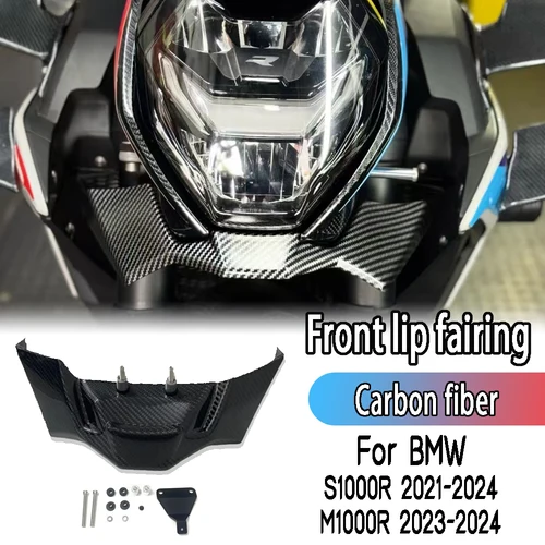 Bmw S1000R M1000R 2021-2024 炭素繊維フロントリップスポイラーウイングフェアリングダウンフォースフロント空力オートバイアクセサリー