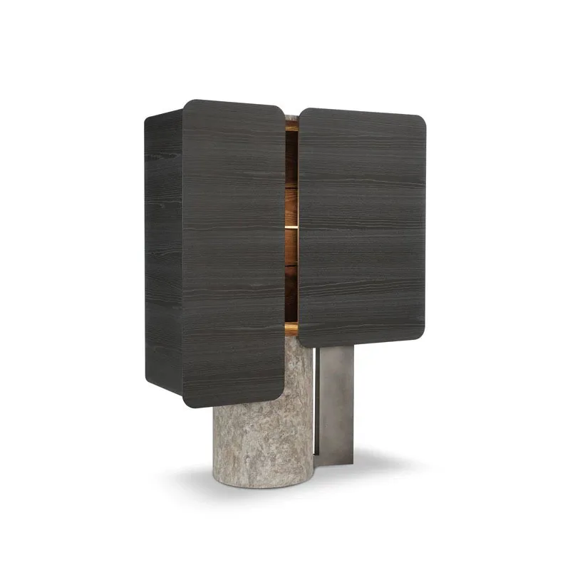 

Italian wine cabinet, light luxury and high-end, marble locker against the wall