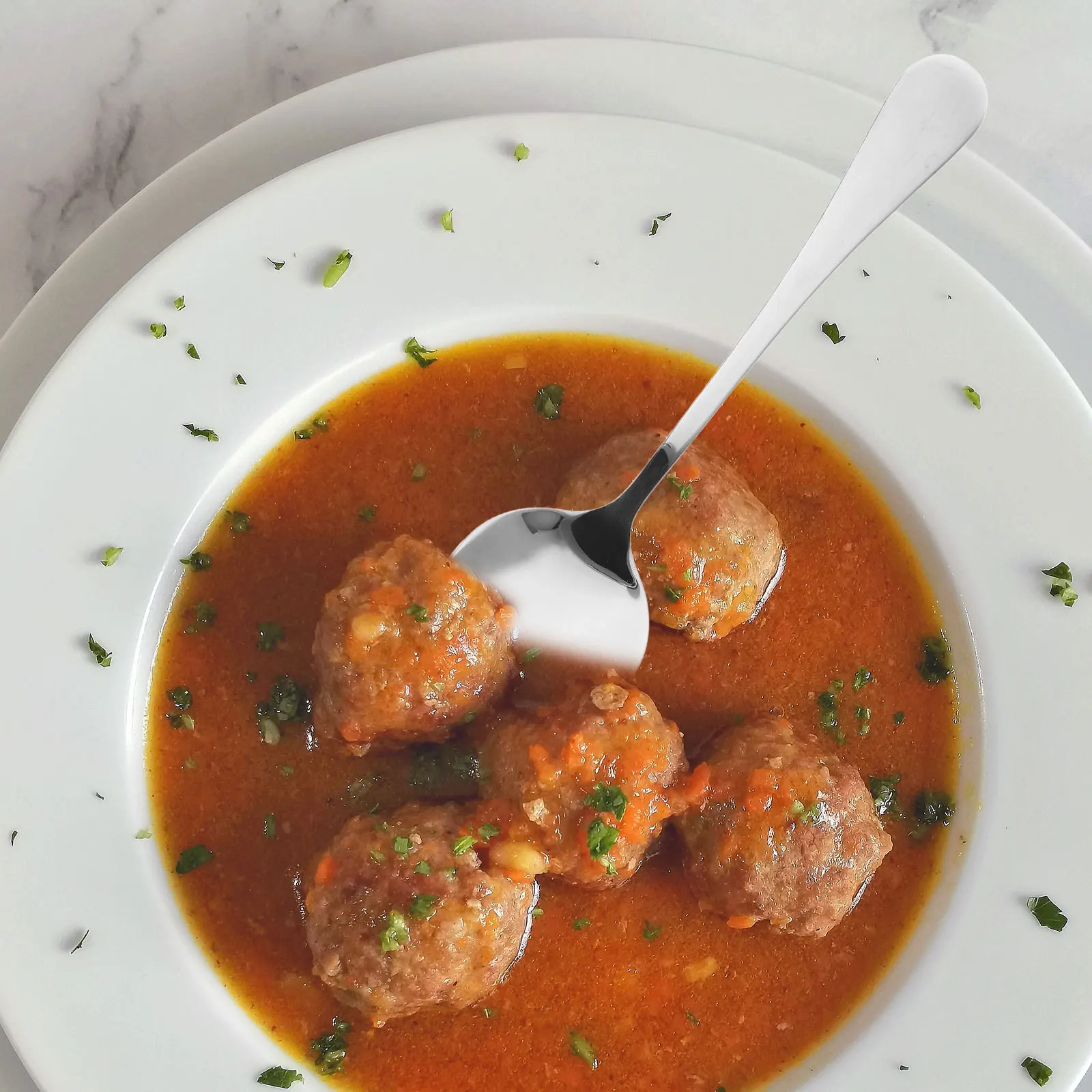 6Pcs Stainless Steel Spoon Long Handle Hammered for Soup Rice Dessert Coffee Kitchen Utensils Coffee Spoon