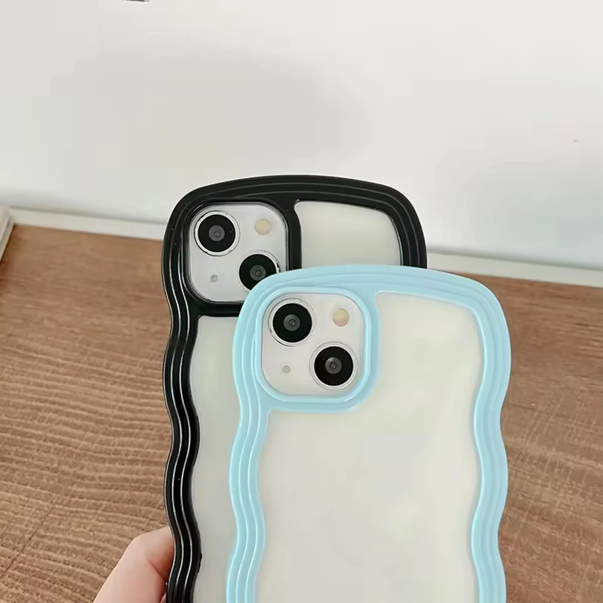 Transparent Bottom Shockproof Cover, New Wave, phone case For iPhone 16 15 14promax 13 12pro 11Case Packaging Included