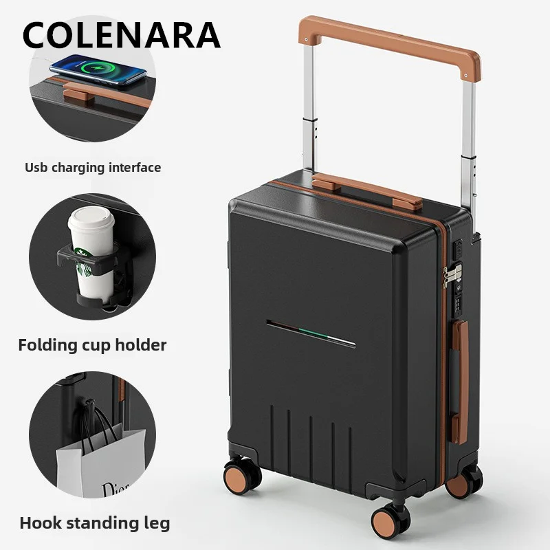 COLENARA Carry-on Travel Luggage 20 Inches Boarding Box 24" Multi-function Trolley Case ABS + PC Business Rolling Suitcase