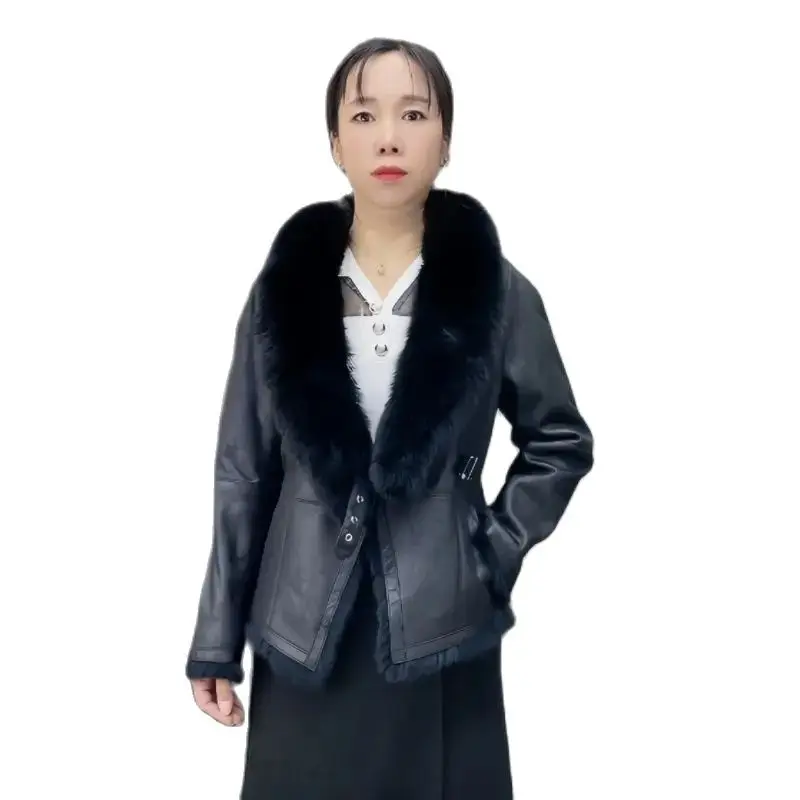 

2023 Haining New Fox Fur Grass Vest Warm Coat Slim Fit and Skinny Fur Integrated Autumn and Winter Hundred Towers