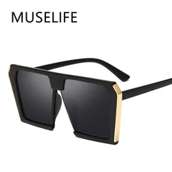 Gafas de sol – lunettes de soleil carrées surdimensionnées pour femmes, verres de luxe en métal dégradé, UV400
