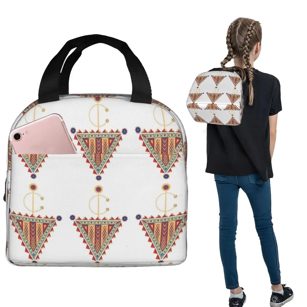 

Amazigh Tazerzit Emblem Of The Moroccan Berbers Insulated Lunch Bag for Women Kids Leakproof Food Boxes Thermal Lunch Box Tote