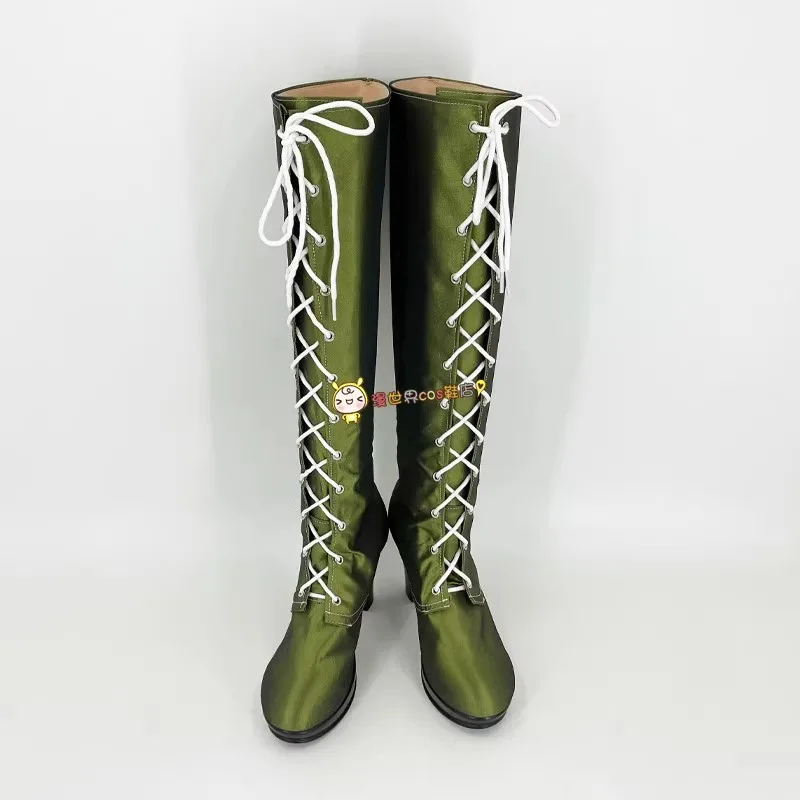 Dragon Quest 11 Jade Cosplay zapatos de disfraz Anime verde botas de piel sintética hechas a mano