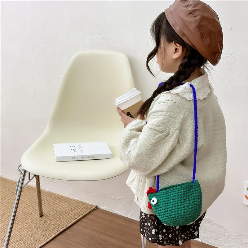 Borsa a tracolla per bambini borsa a tracolla per telefono con pulcino animale intrecciato a maglia fatta a mano borsa a tracolla per fotografia Casual All-match