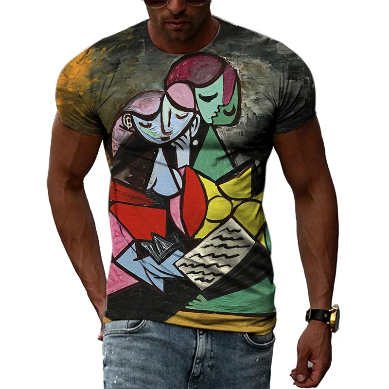 Impressionist Master Picasso Classic Oil Painting 3D HD Print Men And Women Art Taste Charm Short Sleeve Round Neck T-shirt Top