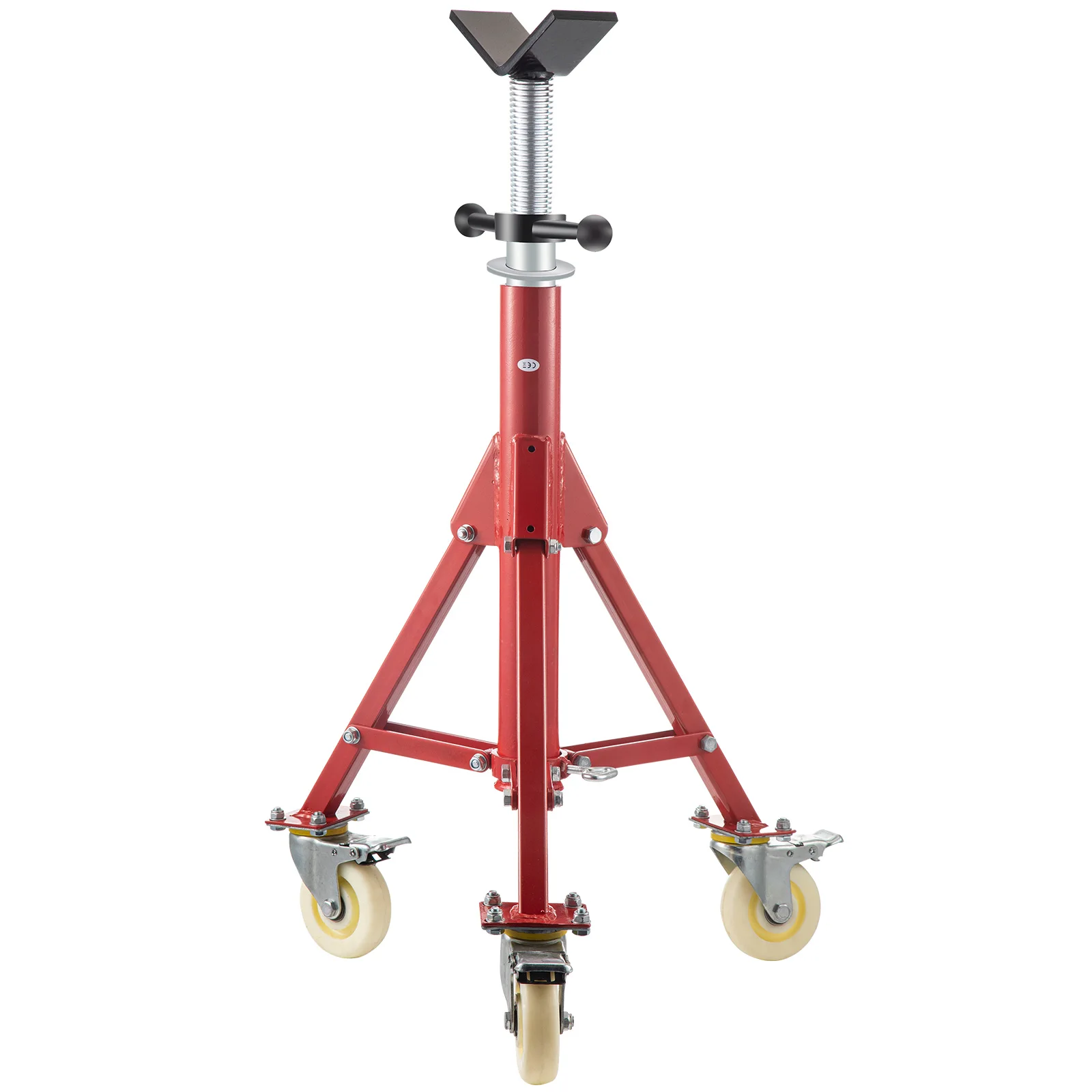 VEVOR Pipe Holding Stand with Roller Head V-Head 2/4 Ball Transfer Folding Tripod Jack 12in Pipeworking Supporting Tool