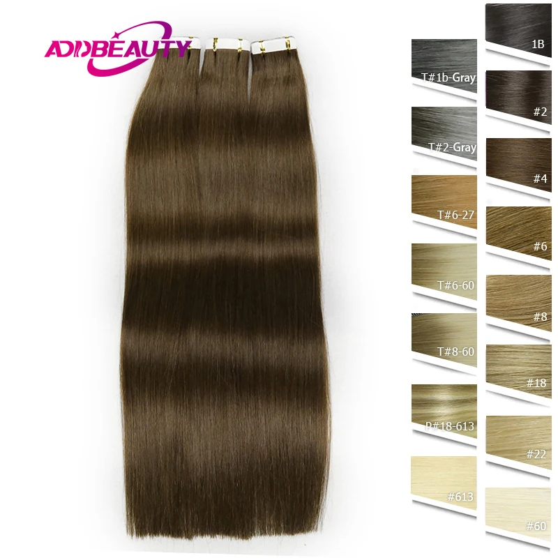 Straight Seamless Human Hair Extension 20pcs 2g/pc Tape in Hair Extension Human Hair 100% Real Human Hair Natural Invisible Hair