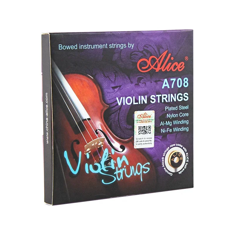 

Alice High-End A708 Violin Strings A FULL Set Stainless Steel Nylon Core Silver Aluminum Alloy Wound