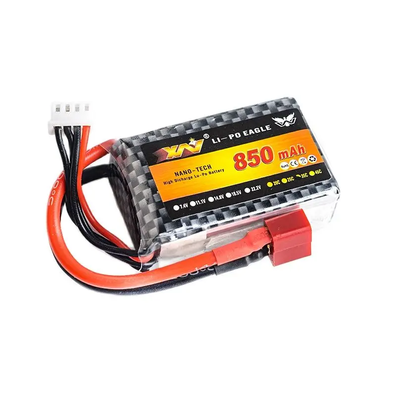 3.7v 2s 7.4v 3s4S 11.1v 850mah 25C Crossing Machine Lithium Battery Pack