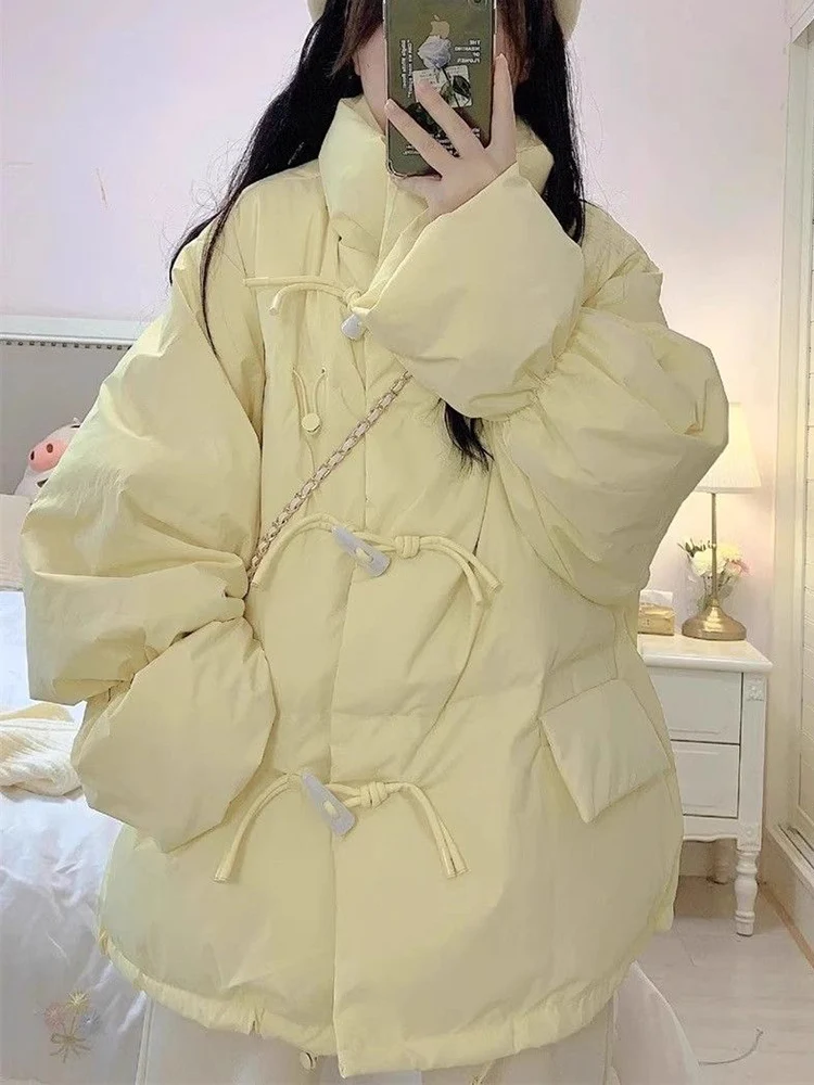 

Zoki Sweet Cute Winter Puffy Coat женское свободное корейское консервативное стильное теплое толстое хлопковое пальто повседневные новые винтажные топы с длинными рукавами