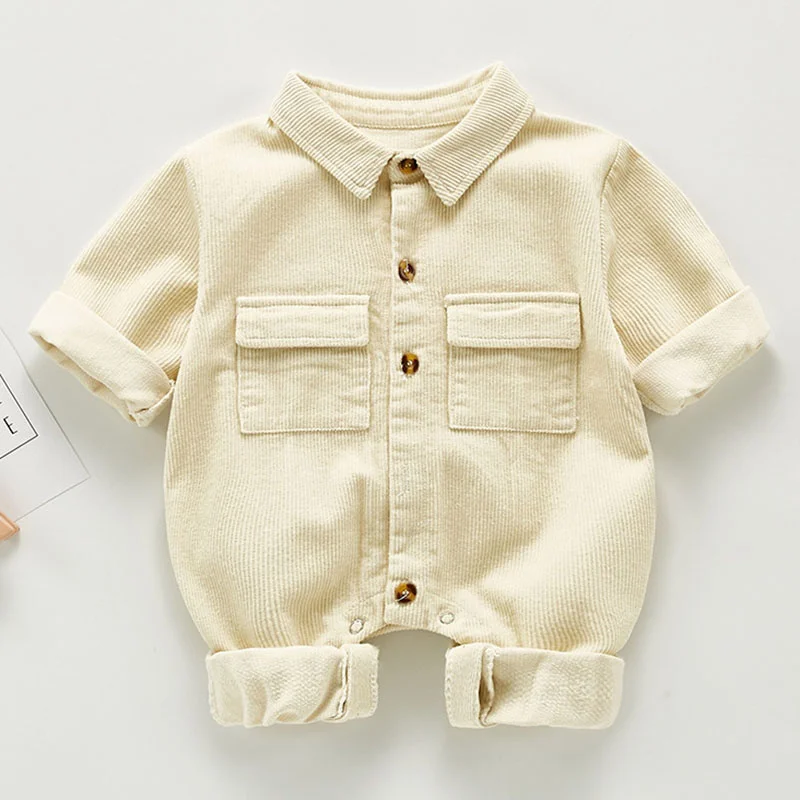 New Newborn Boys Girls Corduroy Jumpsuits Clothes Spring Autumn Baby Boys Girls Rompers Long Sleeve Children Rompers 0-3Yrs