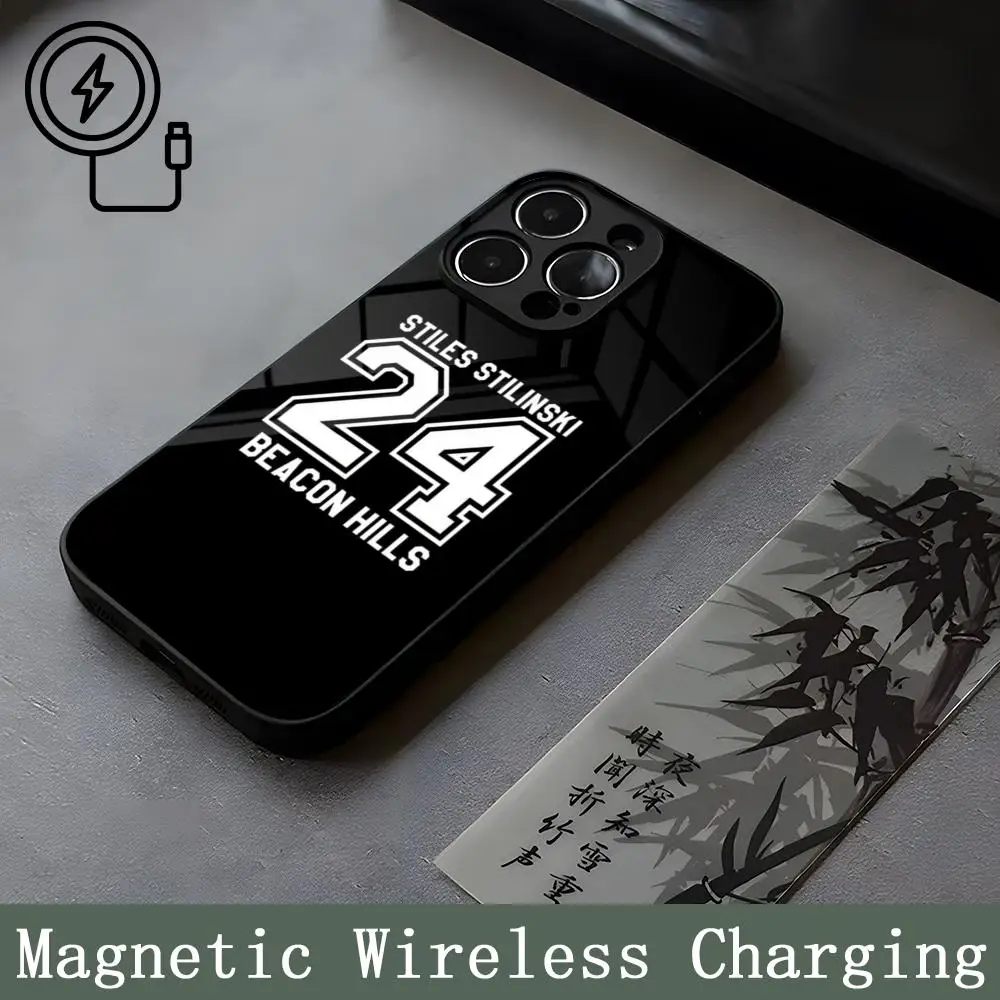 Teen Wolf Mouse Pad Strong Magnetism Glass For iPhone 16ProMax 14 15 13 12 15 11 Pro Max Plus Mini Coque