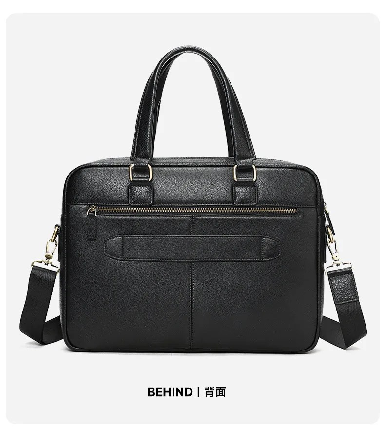 Genuine Leather Briefcase for Men Top Grain Cowhide Handbag Travel Large Capacity Leather Business Bag Laptop Bag