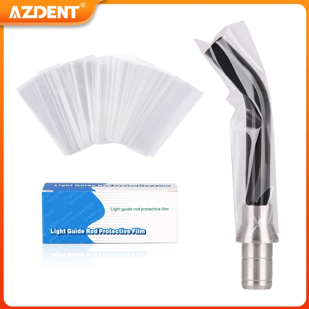 AZDENT 200PCS Dental Light Curing Head Covers Disposable Guide Sleeve Protective Film Plastic 18*67mm Consumables