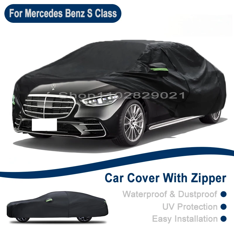 

Outdoor Full Vehicle Cover For Benz S Class W221 W222 W223 - Side Zipper Design, Waterproof Dustproof Sun Protection Car Cover