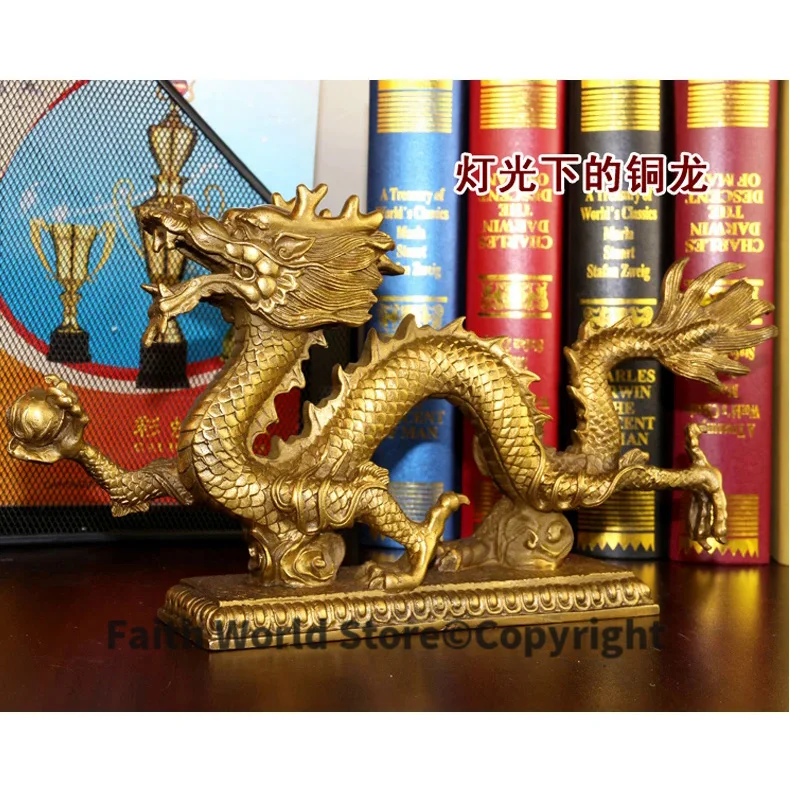 2025# KAI GUANG # office home efficacious protective Talisman Money Drawing GOOD LUCK FENG SHUI GOLD Dragon Brass statue