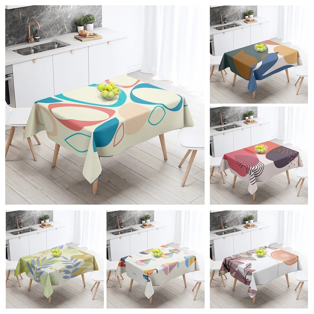 Morandi Ins Style Tablecloth Abstract Art Design 2025 New Geometric Pattern Decorative Tablecloth for Coffee Shop