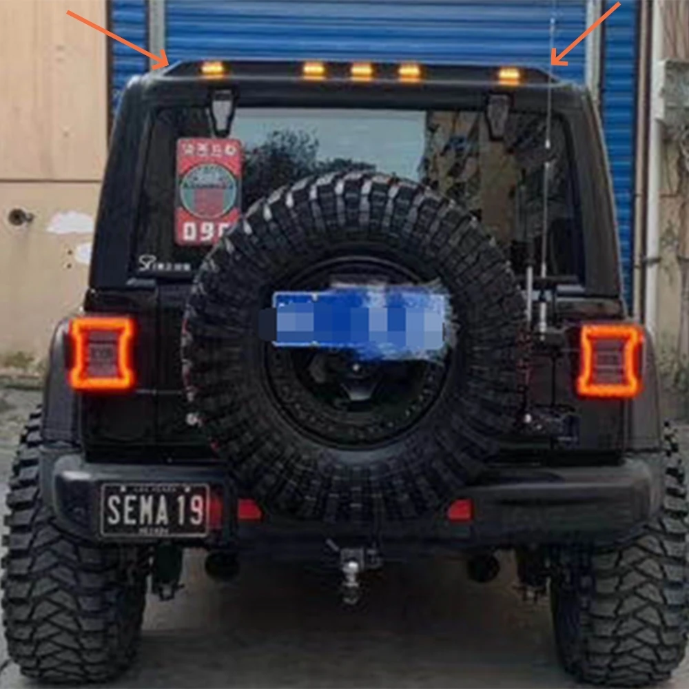 Rear JK Stone Guard With Led Yellow Light Sandstone Block Deflector For Jeep Wrangler JK 2007-2017 J403 LantSun