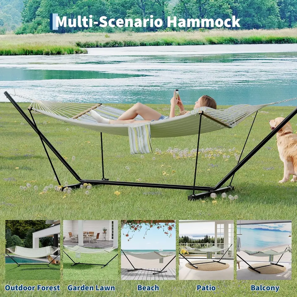 Heavy Duty 2 Person Hammock with Metal Stand