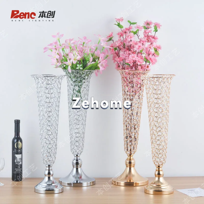 Wedding simulation flower device crystal road guide horn glass vase home dining table flower arrangement decoration process