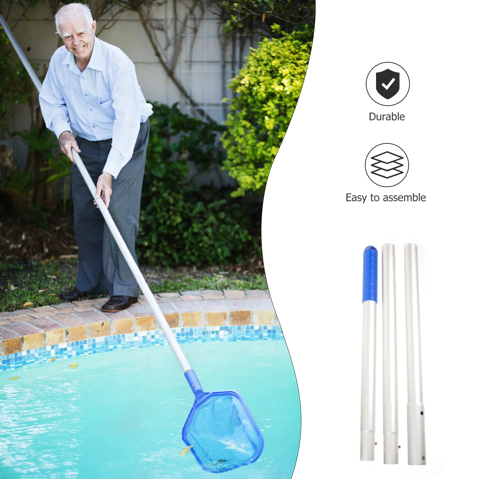

Strong Connectable Pool Skimmer Pole Aluminum Metal Handle for Fishing Net Basket Debris Collector Swim Pool Maintenance