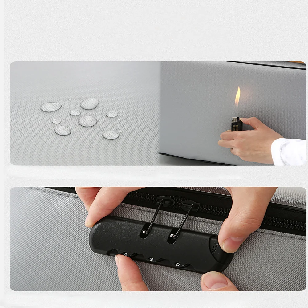 Men Large Document Storage Bag Files Lockable Folder Ticket Credit Card Certificates Password Lock Bags Passport Organizer Women
