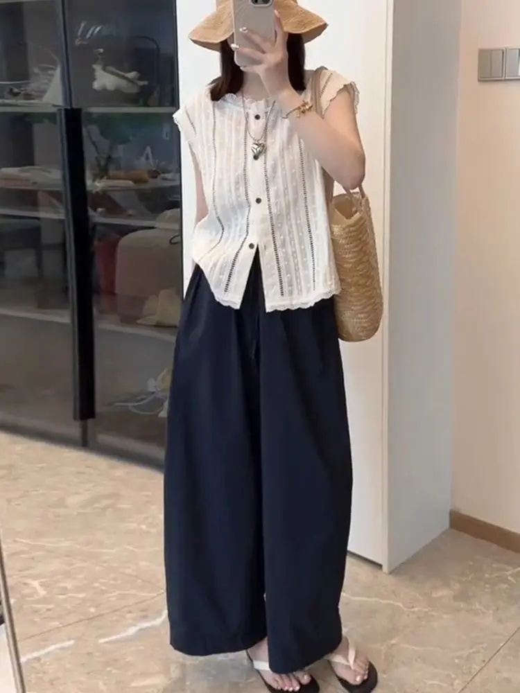 Thin Quick-drying Wide-leg Pants for Women in Summer Loose Slim Draped Large Size Casual Sun Protection Straight Sports Pants