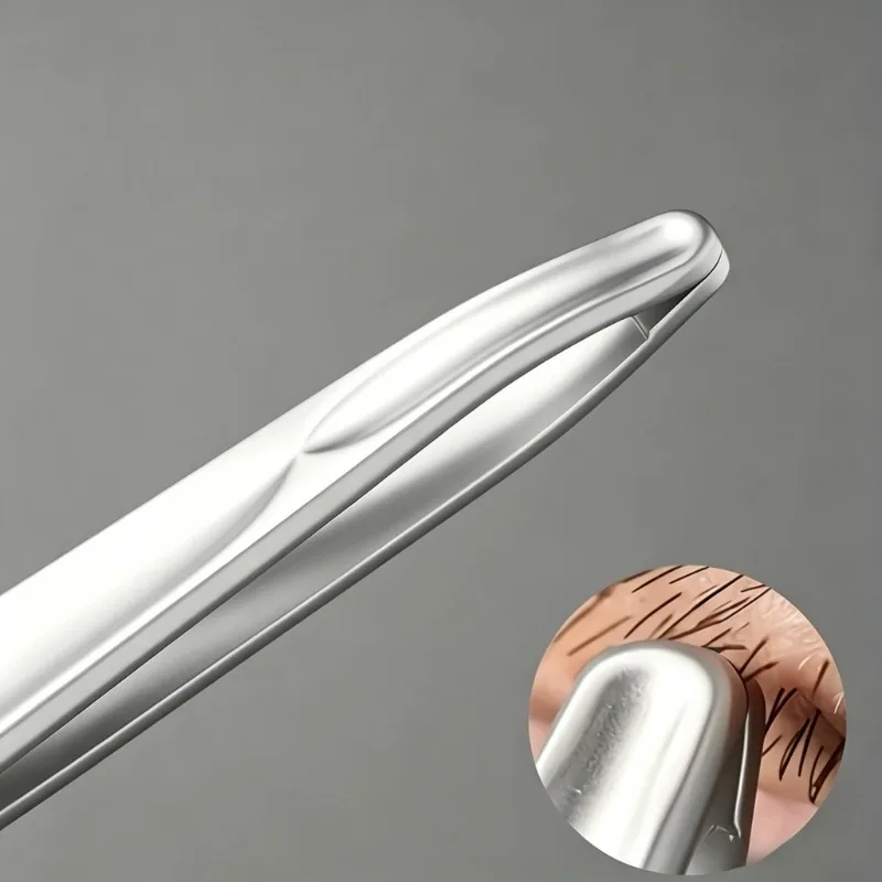 Premium Round Head Tweezers for Eyebrow & Facial Hair Removal Seamless Clips Short Hair Precision Beard Clip