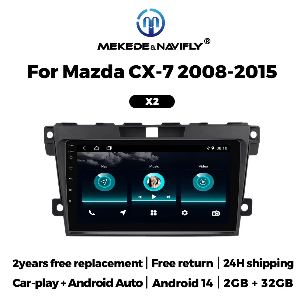 

MEKEDE Car radio Android14 Multimedia Navigation player GPS for Mazda CX-7 2008-2015 Wireless CarPlay Android Auto 1024*600 IPS