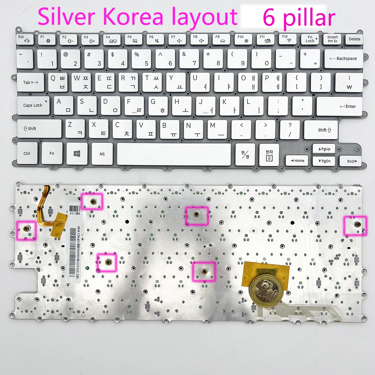 

Клавиатура для Samsung NT900X3N NP900X3N NP900X3T Серебристая Корейская раскладка