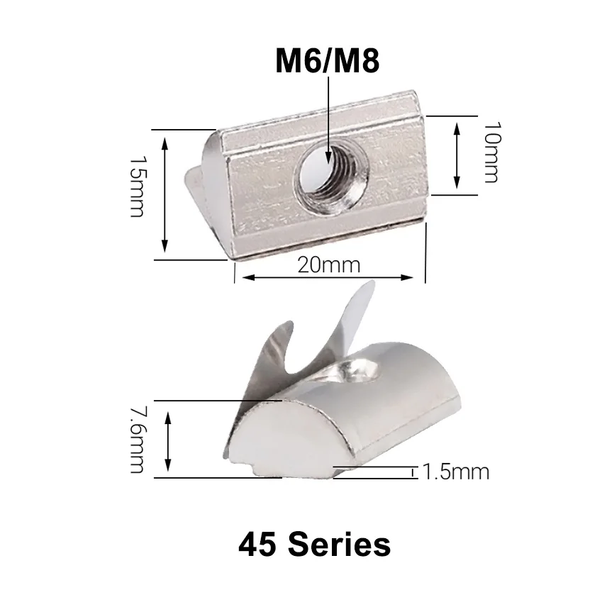 50 Teile/los M4 M5 M6 M8 Schrapnell Mutter Block Drop in Blatt Frühling Muttern für 2020 3030 4040 4545 Aluminium extrusion Profil – Detail 4