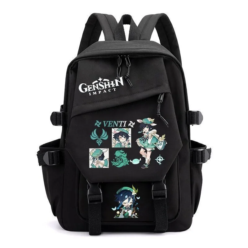 

29×42×13cm Black White Blue Green Pink, Genshin Impact, Student Kids Teens School Bags, Anime Backpacks Girls Boys