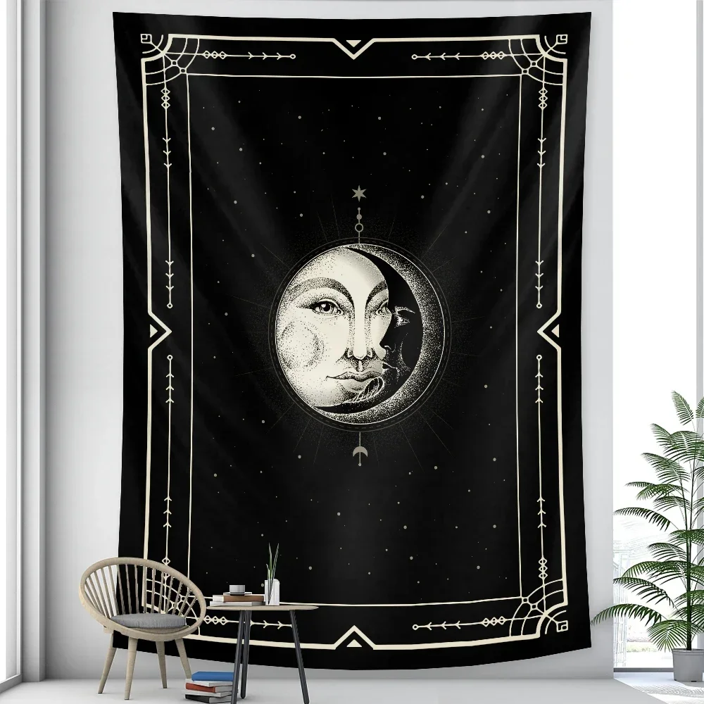 Sun Moon Tarot Psychedelic Scene Home Art Decor Tapestry Witchcraft Tapestry Hippie Boho Decor Mandala Sheet